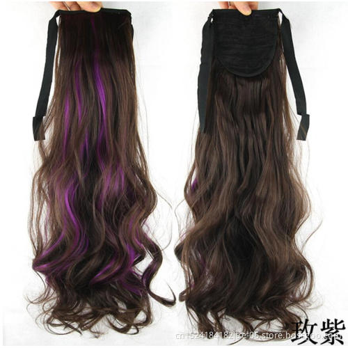 ombre color synthetic drawstring ponytail hair extension, 60 pink blue red green white burgundy ponytail cosplay wig